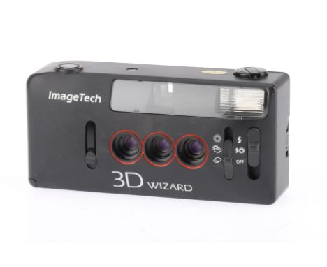 An Imagetech 3D Wizard Stereo Camera black, body G, shutter works, flash works,