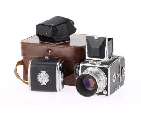 A Zenith 80 Medium Format Film Camera black, body VG, shutter works, with Industar f/2.8 80mm lens, barrel G, optics F with h