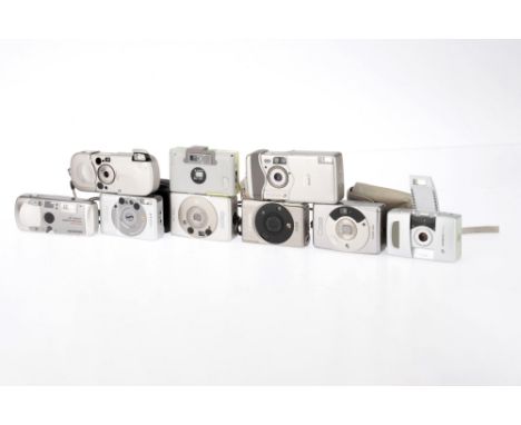 A Selection of APS Film Cameras, to include an Olympus i1000AF, working, an Advantix T570, working, a Konica Revio, working, 