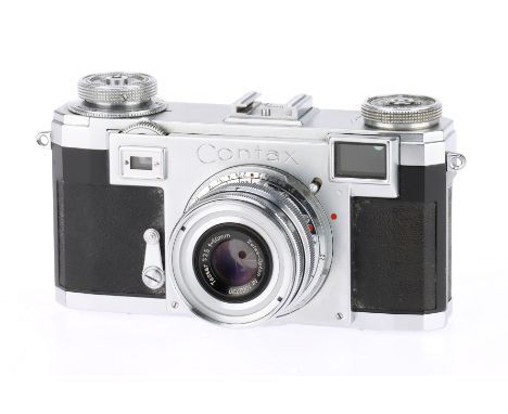 A Zeiss Ikon Contax IIa Rangefinder Camera, 563/24, chrome, serial no. A49222, body G, shutter working, rangefinder patch cle
