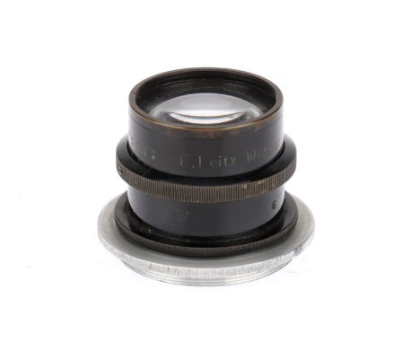 A Leitz Summar f/4.5 120mm Micro Photography Lens black, no serial number, body, G, elements, F with haze, intended for close