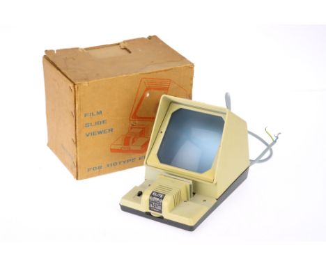 An Elite B-110 Film Slide Viewer made in Japan, for 110 type film slides, with 12x12cm screen, 6 volts 6 watts lamp, untested