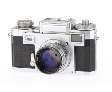 A Zeiss Ikon Contax IIIa 35mm Rangefinder Camera chrome, early 1950s, serial no.A62474, early-type flash sync socket, with Ze