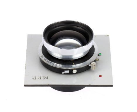 An Unidentified Large Format Camera Lens silver, barrel G, made in Germany, f/5.6 approximate focal length 210mm, optics F wi