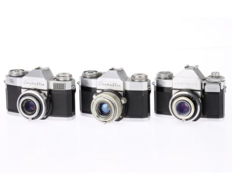 A group of Zeiss Ikon Contaflex 35mm SLR Cameras Contaflex Beta and Contaflex Prima, both with Tessar f2.8 lenses, bodies VG,