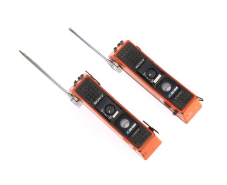 A Pair of Sony Citizens Band Portable Transceivers, model ICB-300W, 27MHz band, orange, condition F-G, marked Sony France S.A