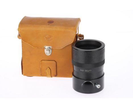 An Old Delft Fototel f/5.6 45cm Lens black, serial number 493602, barrel VG, optics G with light haze, internal thread screw 