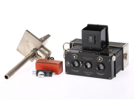 A Contessa-Nettel Citoskop Stereo Reflex Camera black, circa 1924, serial no.408379, 45x107mm plates, with twin Carl Zeiss Je