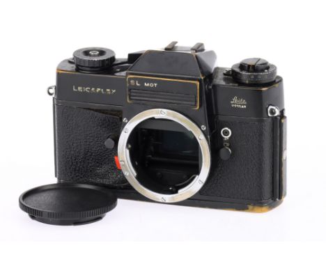 A Leicaflex SL MOT 35mm SLR Camera, blackpaint, serial no. 1263906, body P-F, shutter wind lever travels but sticks approx. 1