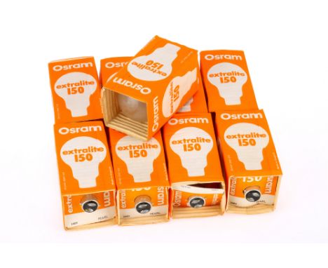 9 Osram Extralite 150 Light Bulbs, in packaging, untested,