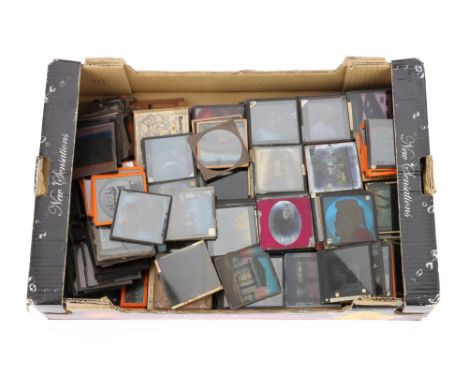 A Large Collection of Mixed, Loose Magic Lantern Slides, some commercial, some hand coloured,