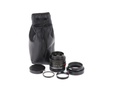 A Leitz Wetzlar Elmarit-R f/2.8 35mm Lens black, 1967, serial no.2252945, 3-cam, body F, optics F, fungus patch, with caps an