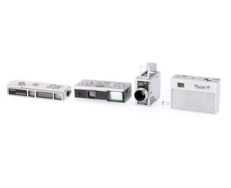 A Selection of Ultra Miniature Film Cameras to include a Whittaker Micro 16, an Edixa 16S, a Yashica Atoron, and a Universal 