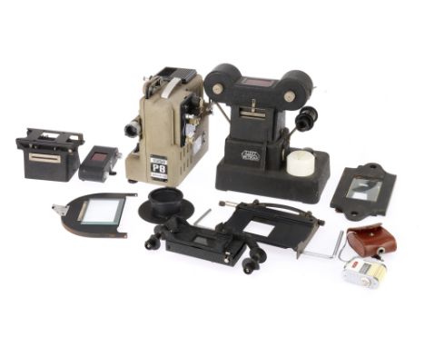 A Selection of Leitz Leica Film Printing Equipment including a Leitz Wetzlar bulk film printer with accessories, a Leitz ELDI