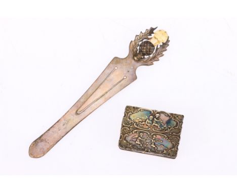 A Silver Snuff Box, together with a bookmark, both hallmarked (2)