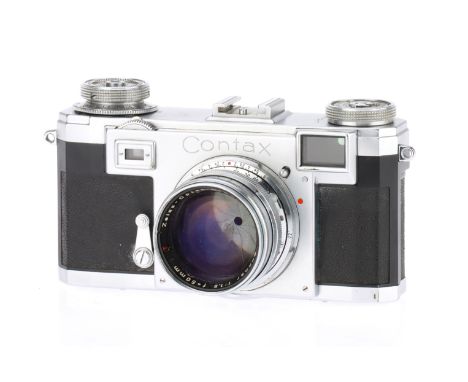 A Zeiss Ikon Contax IIa 35mm Rangefinder Camera 1950-54, early model, serial no.U4768, with a Zeiss-Opton Sonnar f/1.5 50mm l
