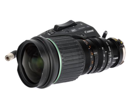 A Canon KJ13x6B KRS 13x TV Video Cine Lens, Canon cine bayonet mount, black, serial no. 53106A, body, G-VG, motor/electronics
