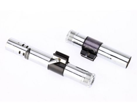 A Micro Precision Products (MPP) Microflash Flash Unit also known as Star Wars Light Saber, chrome finish, body G, some scrat