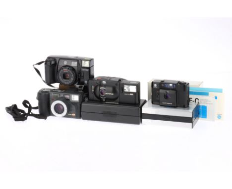 A Selection of 35mm Compact Cameras to include an Olympus XA, shutter does not fire, a Minolta Zoom 90, powers up and shoots,