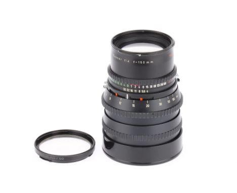 A Carl Zeiss Sonnar T* C Hasselblad f/4 150mm Lens black, serial no.5796681, body VG, optics F-G, haze to rear glass, with Ha