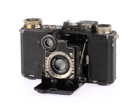 A Zeiss Ikon Super Nettel I 35mm Folding Rangefinder Camera black, circa 1935, serial no.Y.61715, with a Carl Zeiss Jena Trio