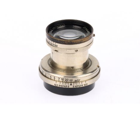 A Leitz Summar f/2 5cm Camera Lens, chrome, serial no. 194625, body G-VG, optics F-G, some cleaning marks &amp; haze present,