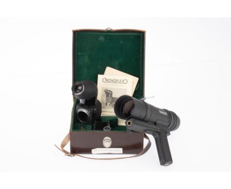 A Small Selection of Leitz Novoflex Accessories, comprising a Noflexar f/3.8 200mm pistol grip lens, barrel G, optics F-G wit