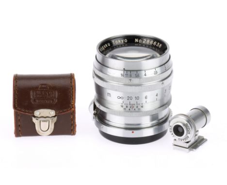 A Nippon Kogaku Nikkor-P.C f/2 85mm Lens, chrome, serial no. 286638, body, G, elements, F-G, light internal dust and external