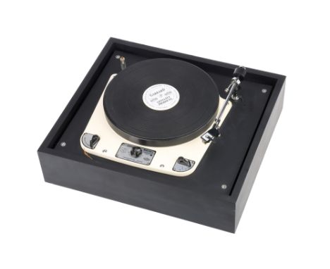 A Garrard Model 301 Transcription Motor Record Turntable, white, complete with Shure M44E cartridge in the tonearm, mounted o