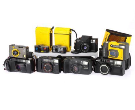 A Selection of Compact Film Cameras to include a Nikon TWD Zoom 105, a Canon Sureshot Supreme, a Minolta Vectis Weathermatic,