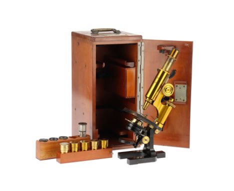 A Telford Premium Presentation Microscope, Carl Zeiss, German, c.1895, the microscope engraved to the bodytube 'Carl Zeiss Je