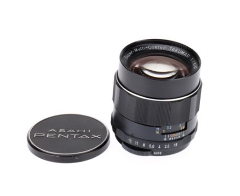 An Asahi Pentax Super-Multi-Coated Takumar f/1.8 85mm Lens black, serial 5699327, M42 mount, body VG, optics G, with some lig