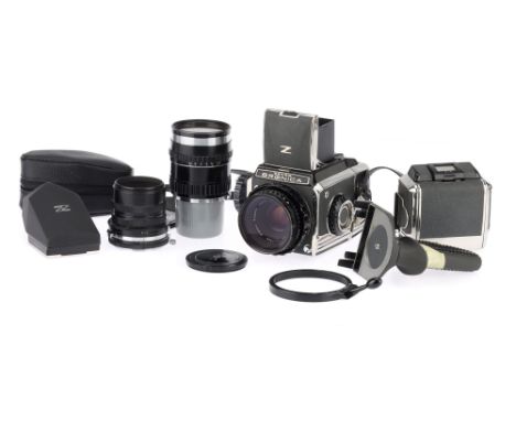 A Zenza Bronica S2A Camera Outfit, black/chrome, serial number CB 61848, body VG, shutter working, with Nikkor-p f/2.8 7.5cm 