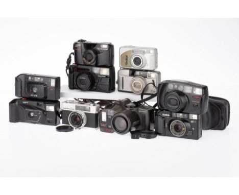A Selection of 35mm Compact Cameras, to include a Konica C35, body G, working, and examples from Pentax, Samsung, Rollei, Oly