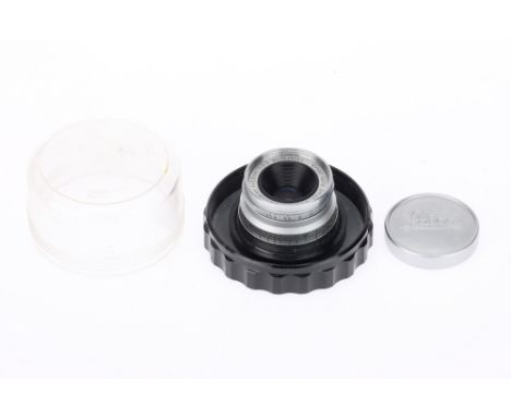 A Leitz Wetzlar Summaron f/3.5 3.5cm Camera Lens, Leica screw mount, chrome, serial no. 1639261, body VG, elements, G-VG, som