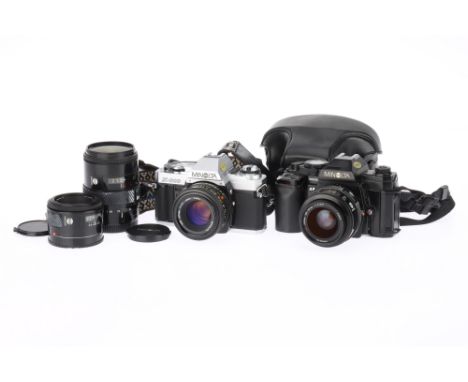 A Selection of Minolta 35mm SLR Camera, to include a Minoltan 9000 AF, body G, shutter working, with an AF 35-70mm lens, AF w