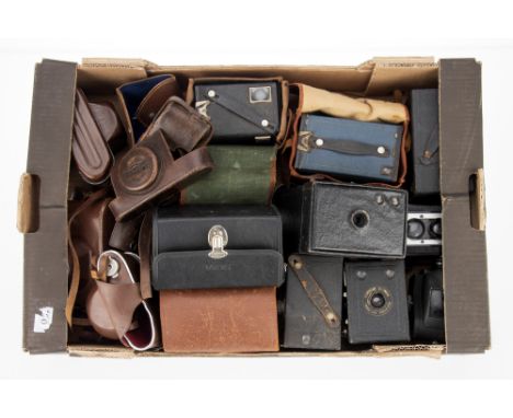 A Selection of Box Cameras and Camera Cases, to inclide an Argus Seveny-Five, working, a Coronet Box 020, working, a Popular 