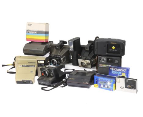 A Tray of Polaroid and Kodak Instant Cameras comprising a Polaroid Captiva SLR camera, a Polaroid Image System camera, a Pola