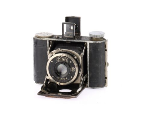 A Nagel Dr. August Vollenda No.48 Folding Camera, 1931-34, black, serial no. 130101, with Leitz Wetzlar Elmar f/3.5 5cm lens,