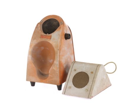 A Red Fonadeck Hands-Free Telephone Amplifier, red, paint well worn / faded, unit untested,