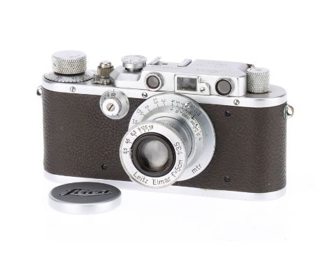 A Leitz Wetzlar Leica IIIa 35mm Rangefinder Camera chrome, 1935, serial no.159148, with a Leitz Elmar f/3.5 5cm collapsible l