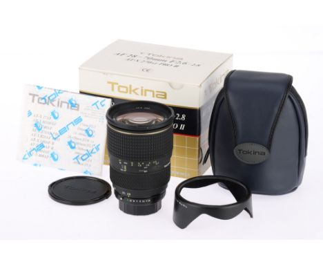 A Tokina AT-X 270AF PRO II Zoom Lens black, Pentax K-mount, barrel VG, optics VG, with maker's box and soft case.