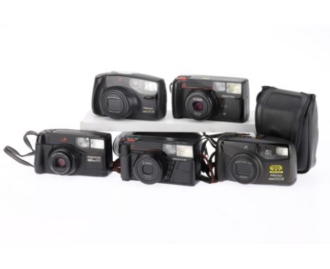 A Selection of 35mm Pentax Automatic Compact Cameras to include a Pentax panorama Zoom 280-P, a Pentax Zoom-70, a Pentax Zoom