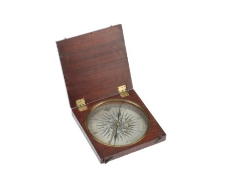 An 18th Century Silvered Compass By Givsani, Woolverhampton, English, c.1800, engraved in copper plate 'Givsani Woolverhampto