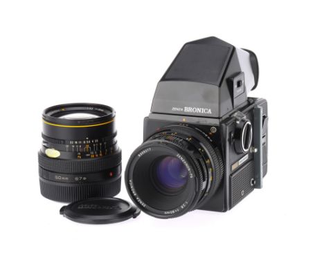 A Zenza Bronica SQ-A Medium Format Camera Outfit, black, serial number 1248387, body VG, shutter fires, speeds appear accurat