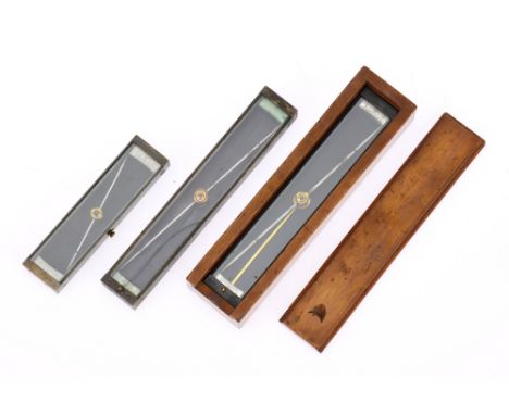 Collection of 3 Trough Compasses, Collection of 3 Trough Compasses, in brass cases with a third in a Polished mahogany outer 