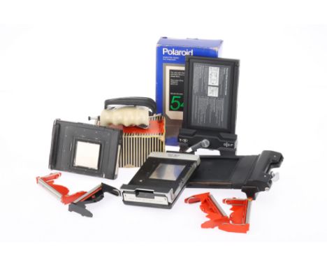 A Selection of Polaroid Accessories, to include a Polaroid 645 4x5 film plate holder, a Polaroid 545 instant film holder, in 