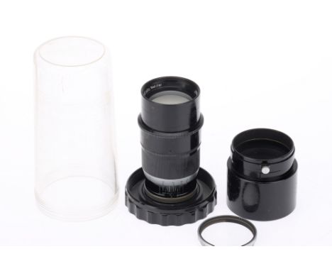 A Leitz Wetzlar Telyt f/4 20cm Camera Lens, Leica screw mount, black, serial no. 272902, body F-G, scuffing around outside of
