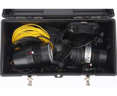 A Portaflash Studio Flash Outfit includes a 336VM flash head, a second portaflash head, various cables, clamps, in a hard pla
