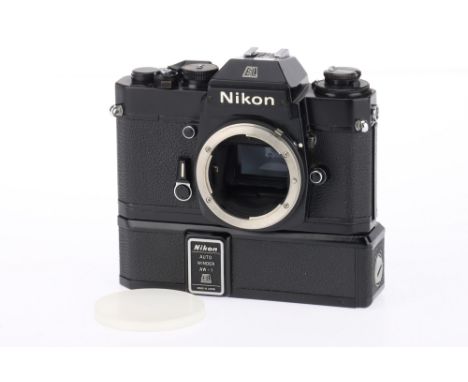 A Nikon EL2 35mm SLR Camera Body, black, serial number EL2 7909371, body G with small amount of paint wear, shutter works at 